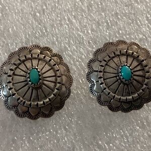Vintage Signed RB Sterling Silver & Turquoise Earrings